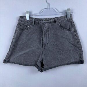 Glassons Grey Denim Shorts Womens Size 12 Roll Cuffed Light Wash Black